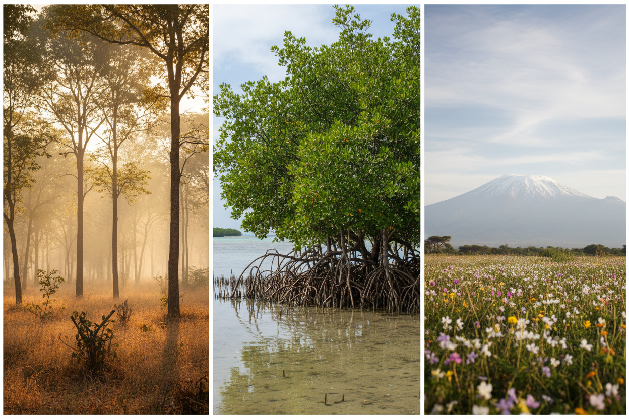Three Tanzania honey regions landscape